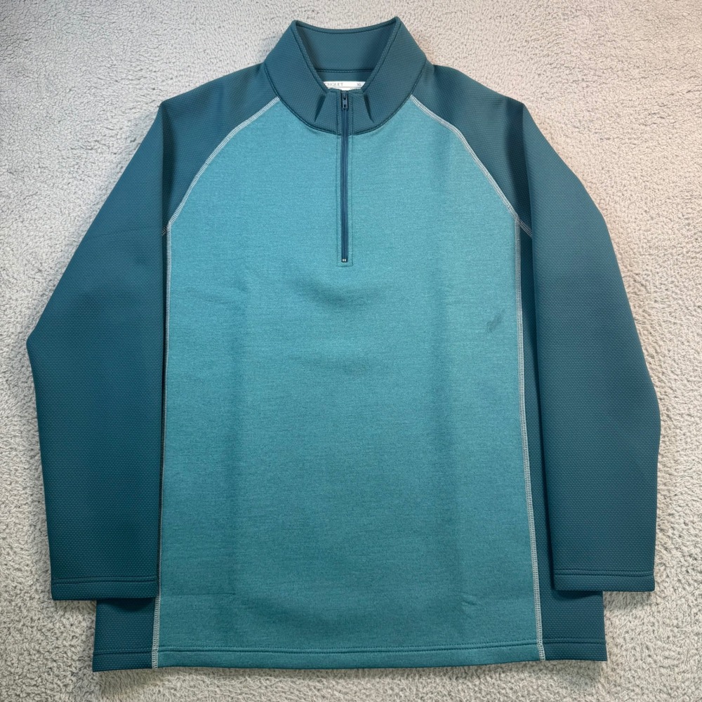 Criquet Mens XL 1/4 Zip Pullover Teal Green Blue Performance Golf Shirt 10966